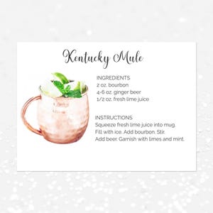 Scheda ricetta modificabile Kentucky Mule, Scheda ricetta modificabile Cocktail, Rifornisci il bar, Kentucky Mule, Bourbon Mule, Stampa a casa, Derby Party