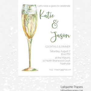 Editable Engagement Party Invitation, Print at Home, Engagement Party Invitation Template, Champagne Glass, Couples Shower Invitation