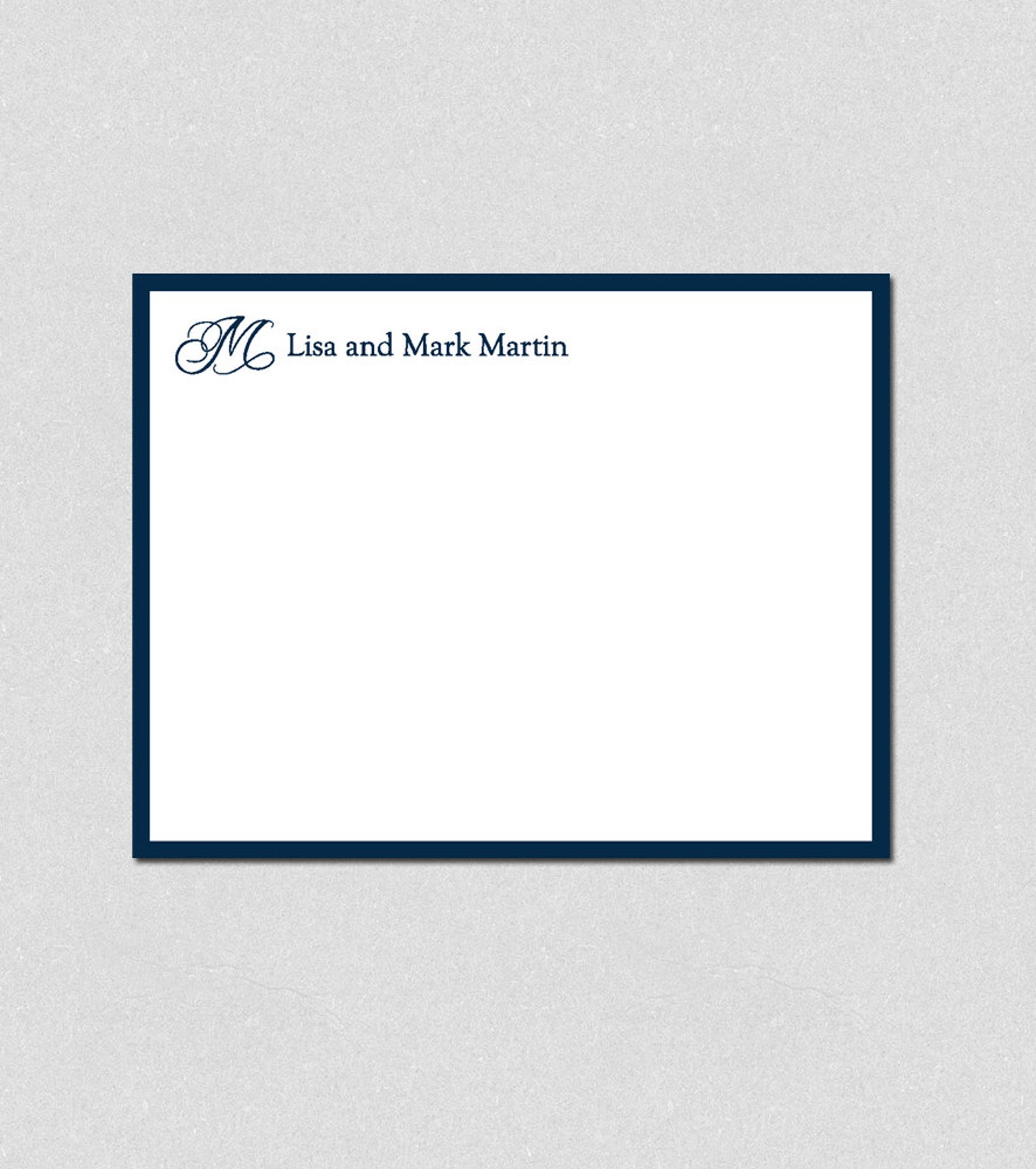 Initial Note Card Luxury Personalized Stationery Flat Note Etsy UK