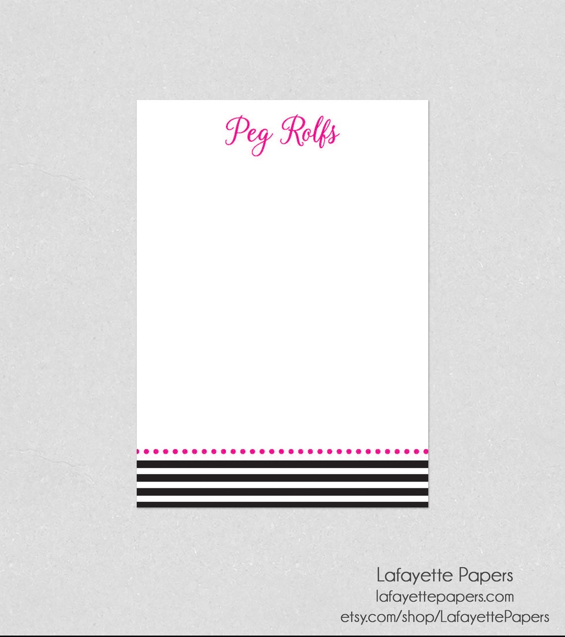 Personalized Memo Pad Custom Note Pad Black and Pink Etsy