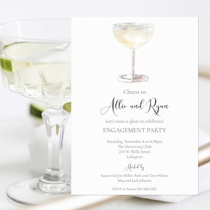 Coupe Glass Cocktail Party Invitation, Engagement Party Invitation, Couples Shower Invitation, Cocktail Party Invitation, Anniversary Invite