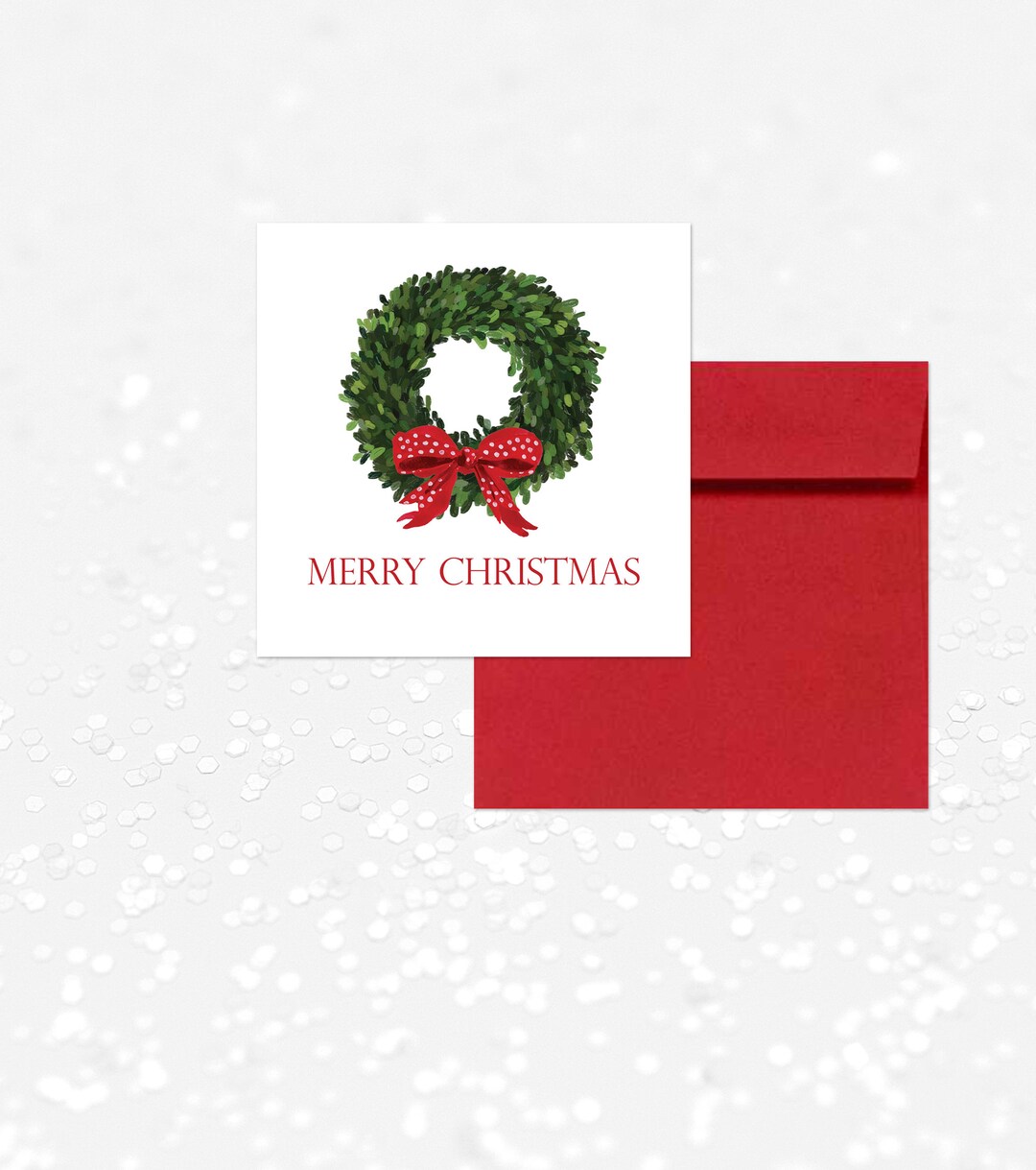 Boxwood Wreath Christmas Enclosure Cards, Gift Enclosure Cards