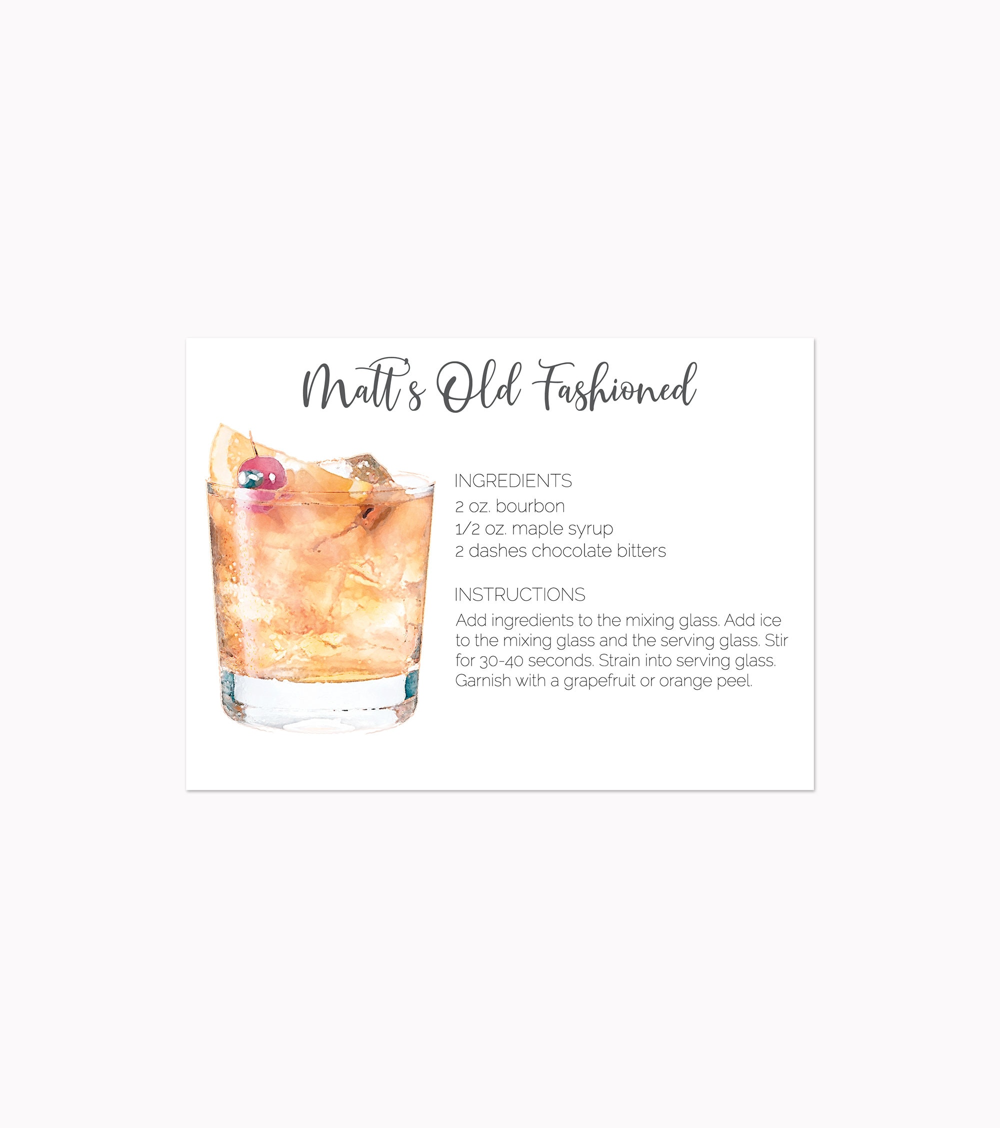 Editable Old Fashioned Recipe Card Editable Cocktail Recipe Card Editable Old Fashioned Recipe Card Editable Cocktail Recipe Card