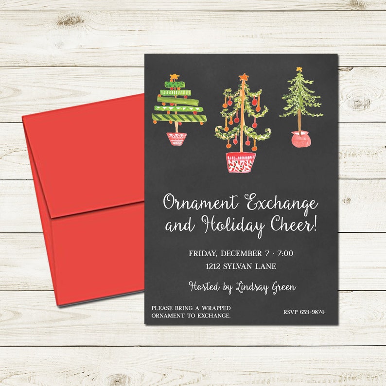 Holiday Cocktail Party Holiday Party Invitation Ornament Exchange Invite Adult Holiday Party Christmas Party Holiday Luncheon