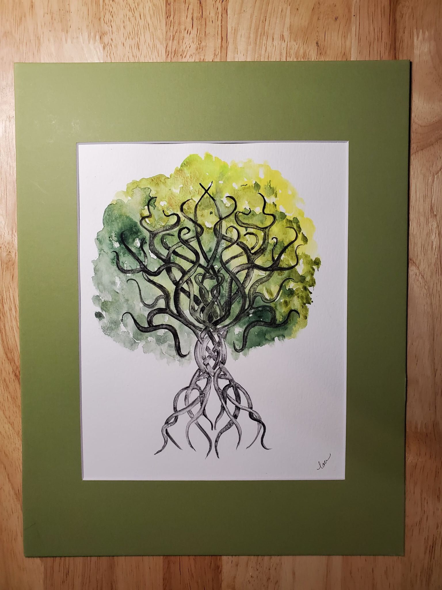 Original Painting 50x40 cm Oil on Canvas "yggdrasil "Yggdrasil, space