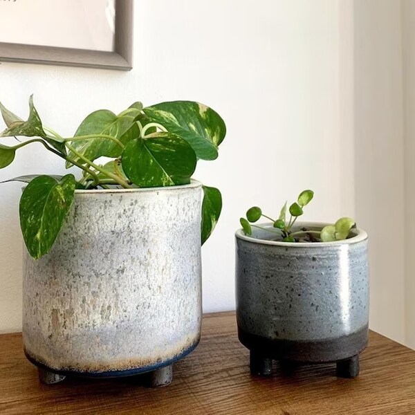 Blue Gradient Ceramic Footed Planter Pots