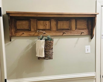 Rustic Raised Panel Shelf / Entryway Hanger / Coat Shelf