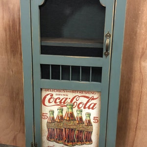 Single Old Fashion Jelly / Pie Safe Cabinet with Advertising Tin