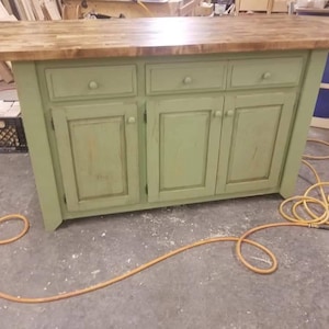 Butcher Block Top Rustic Primitive Kitchen Island