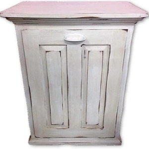 Primitive Trash Bin / Tilt Out / Raised Panel Door Rustic White