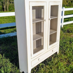 Vintage Farmhouse Pie Safe Cabinet - Screen or Punched Tin Doors w/ Single Drawer