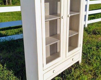 Vintage Farmhouse Pie Safe Cabinet - Screen or Punched Tin Doors w/ Single Drawer