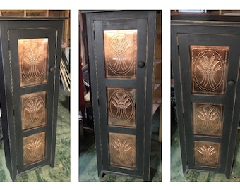 Primitive Farmhouse Single Door Punched Tin Pie Safe