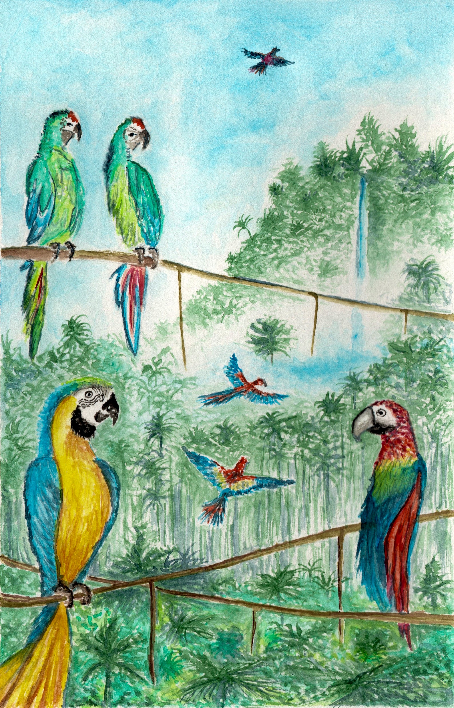 Tropical Bird Wall Art Jungle Bird Art Macaw Painting Etsy