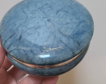 Carved blue alabaster trinket box