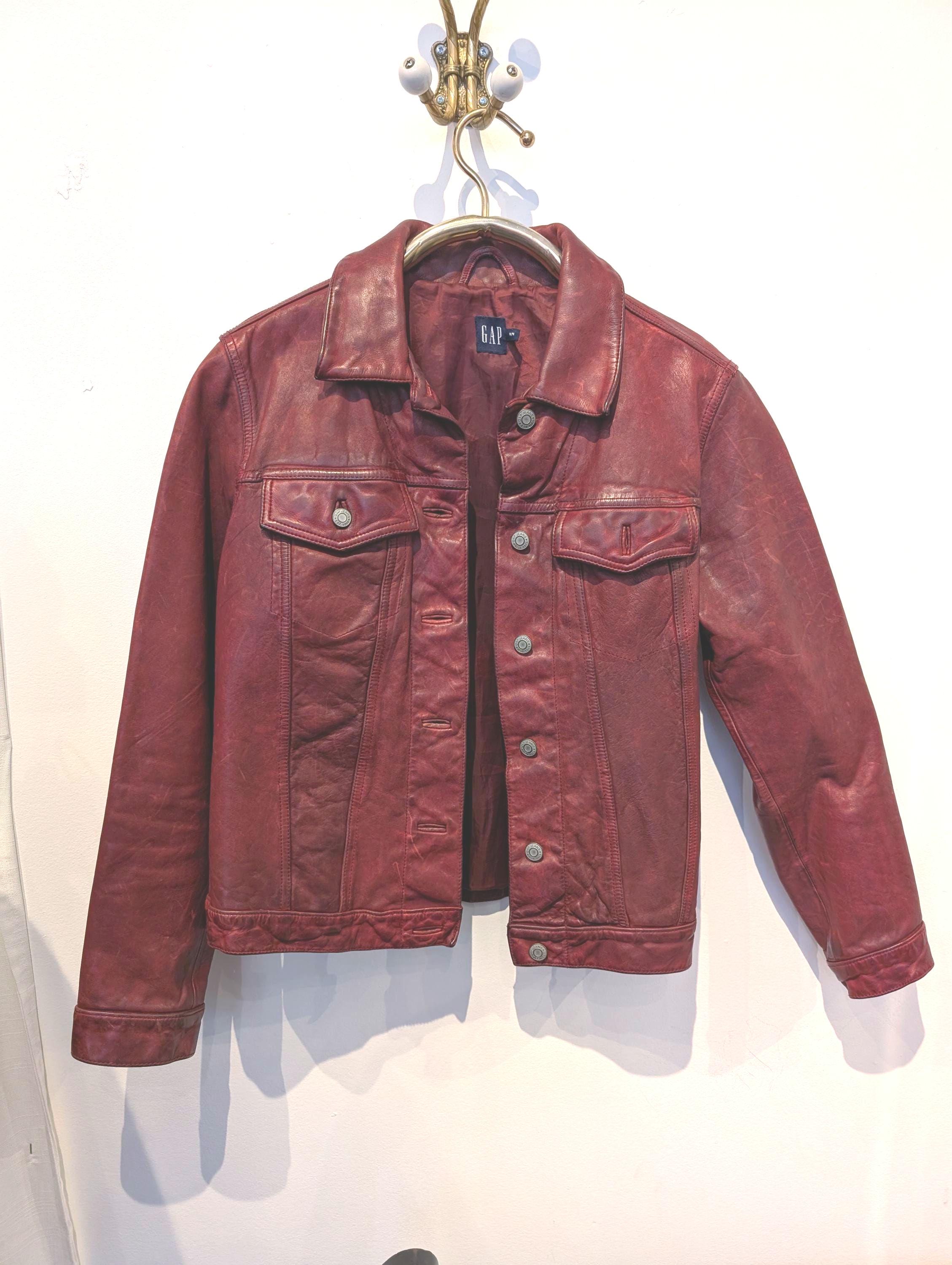Gap Leather Jacket - Etsy