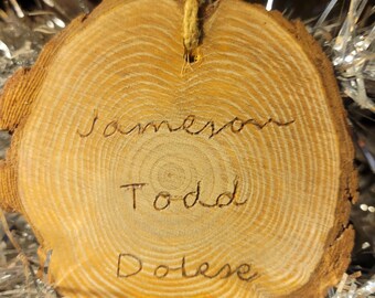 Baby's First Christmas, Hand Engraved Wood Ornaments, Baby Ornament, Baby Shower Gift, Rustic Ornament