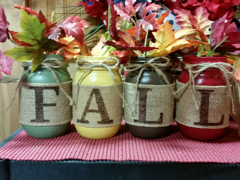 FALL Mason Jars Home Decor Set Fall Decor Thanksgiving Etsy