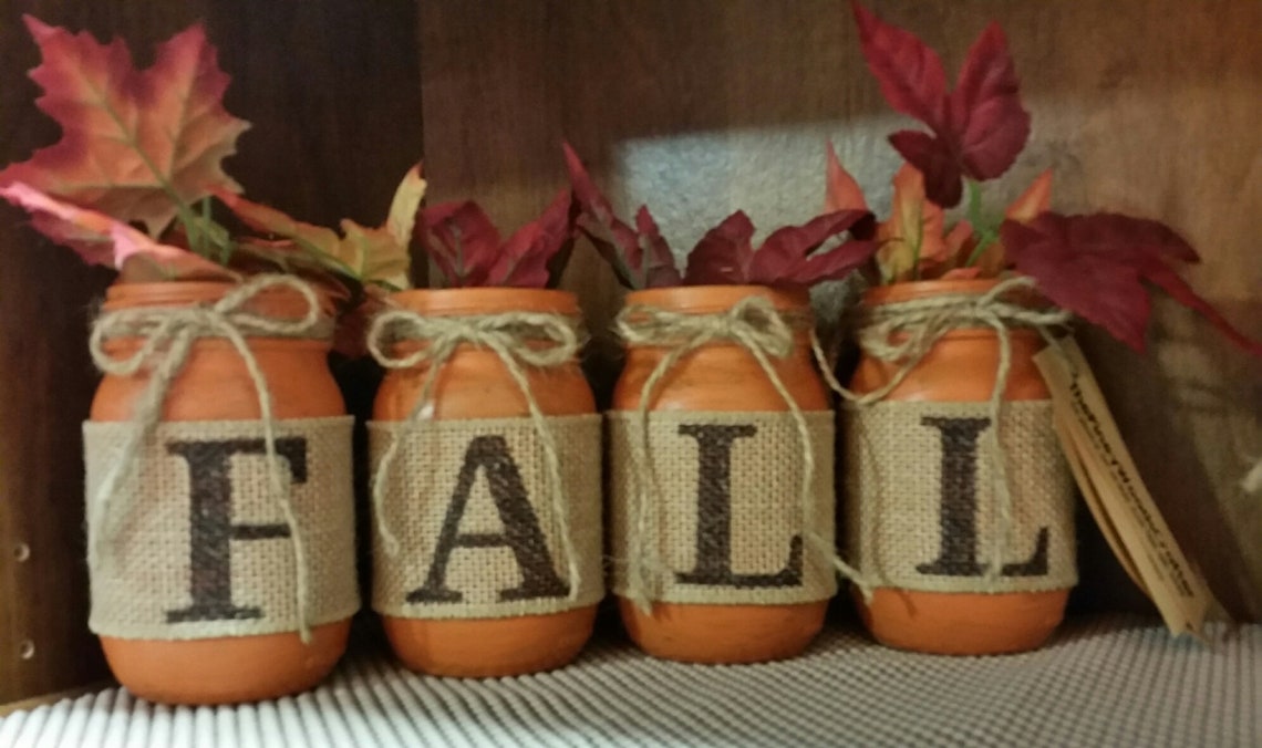 FALL Mason Jars Home Decor Set Fall Decor Thanksgiving Etsy