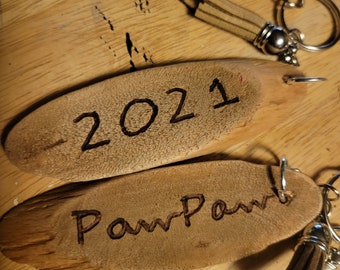 Driftwood Keychains, 4 Inch Hand Engraved, Wedding, Grandparent, Senior Year, Christmas or Student Gifts