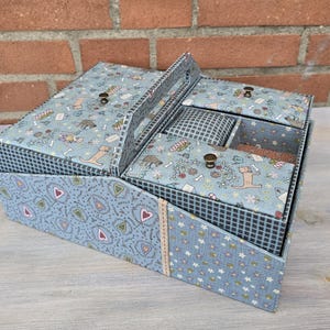 Handmade Desk Organizer for sewing tools and accessories, Large sewing organizer, Cartonnage box for storing