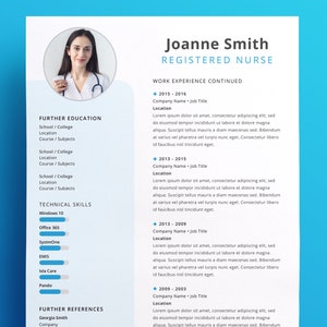 Modern Medical Nurse Resume CV Template for Pages, Word or Google Docs | Instant Download | 1 or 2 Pages | Cover Letter | Professional