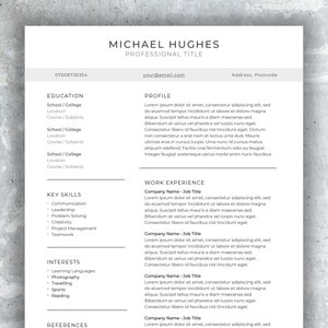 Minimal Resume Template for Pages, Word or Google Docs | Instant Download CV |  | 1 or 2 Pages | Cover Letter Included | Professional Design