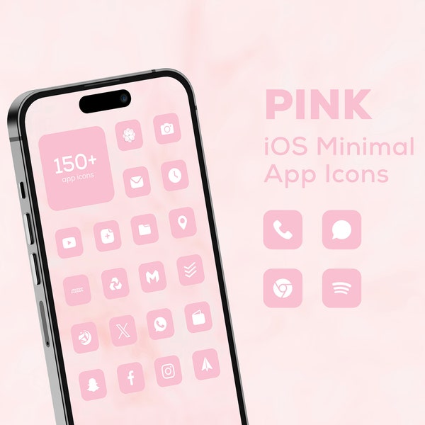 White on PINK iOS 150+ Icon Pack | Minimal | Pastel | FREE Icon Upon Request | Clean | Modern | Updated Regularly