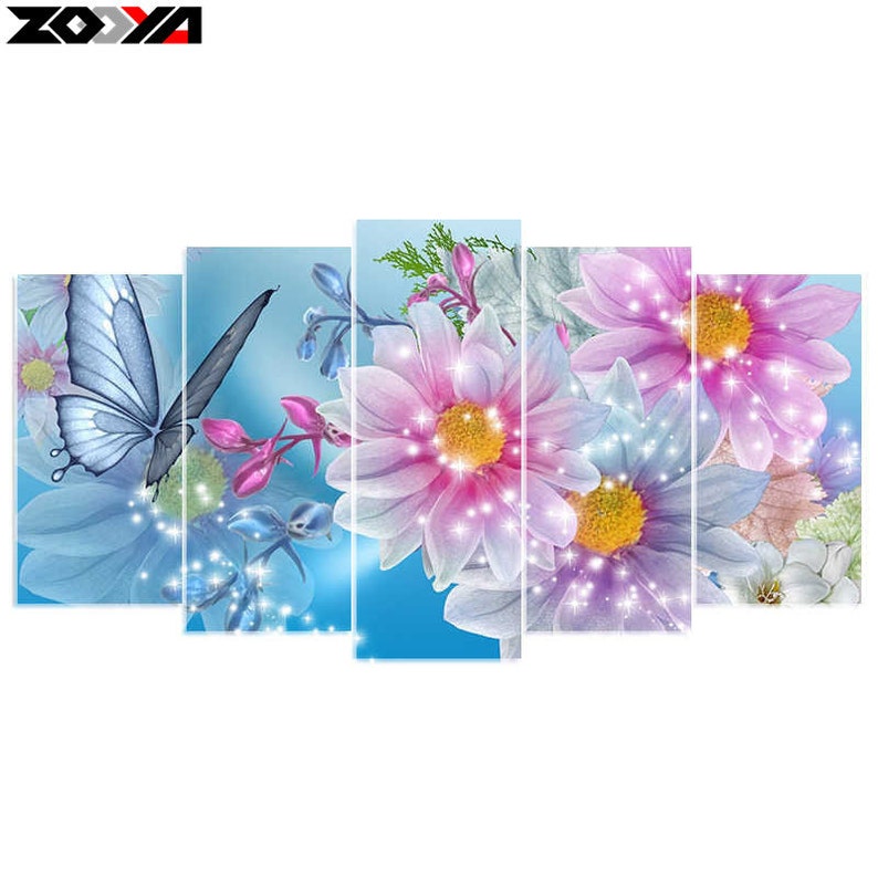 multipicture combination diamond painting kit Flower 1 2x15cmx30cm 2x15cmx35cm 1x15x40