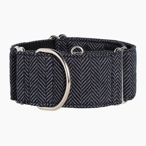 Martingale greyhound collar and optional leash, grey spike knitting. Dog collar metal buckle geometric handmade AdoraBarcelona
