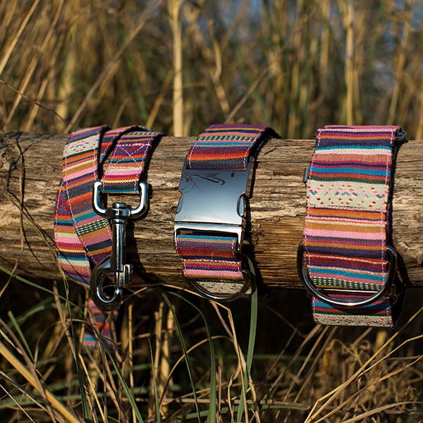 Martingale Greyhound et option aztèque, ethnique, rose pâle, bracelet Xochipilli. Collier à boucle en métal pour chien aztèque. AdoraBarcelone fait à la main