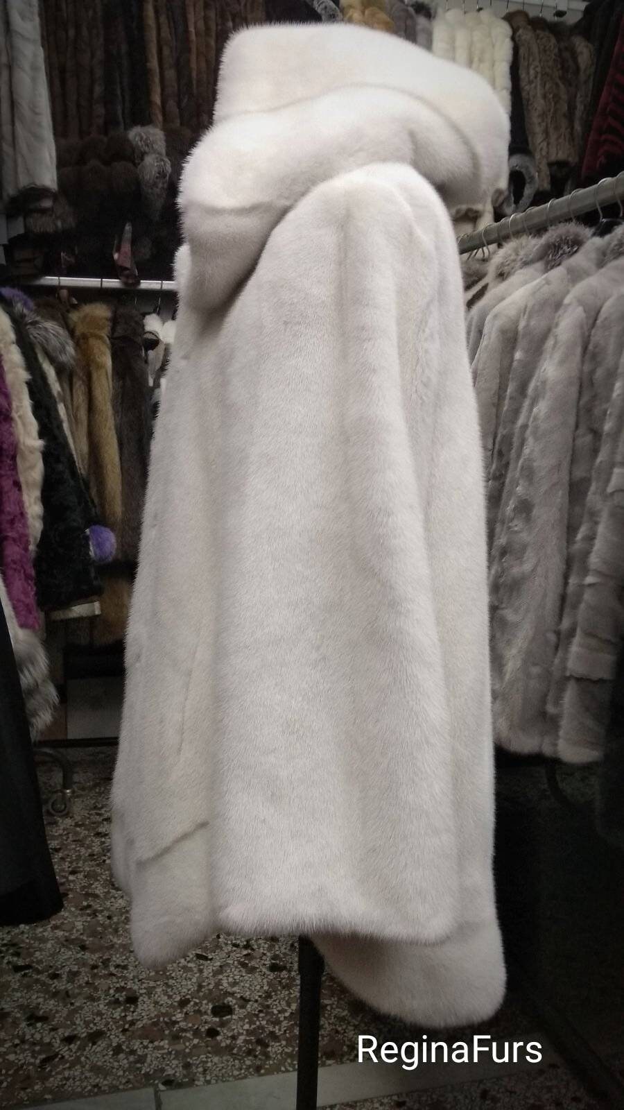 Real Fur/ Genuine Mink Fur Coat/ Real Hooded Mink Coat/ White Etsy