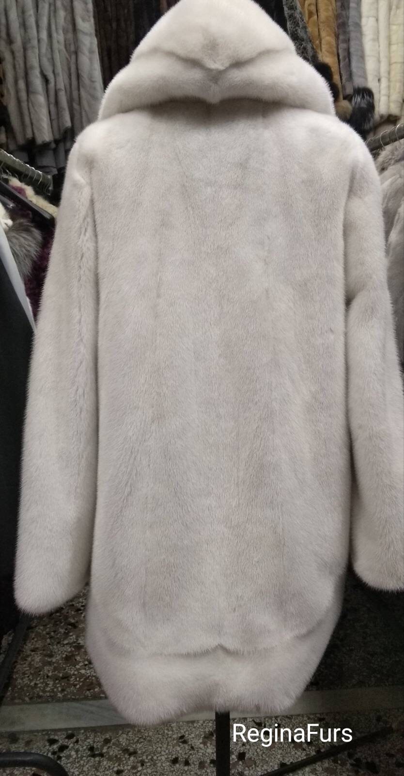 Real Fur/ Genuine Mink Fur Coat/ Real Hooded Mink Coat/ White Mink Coat Etsy