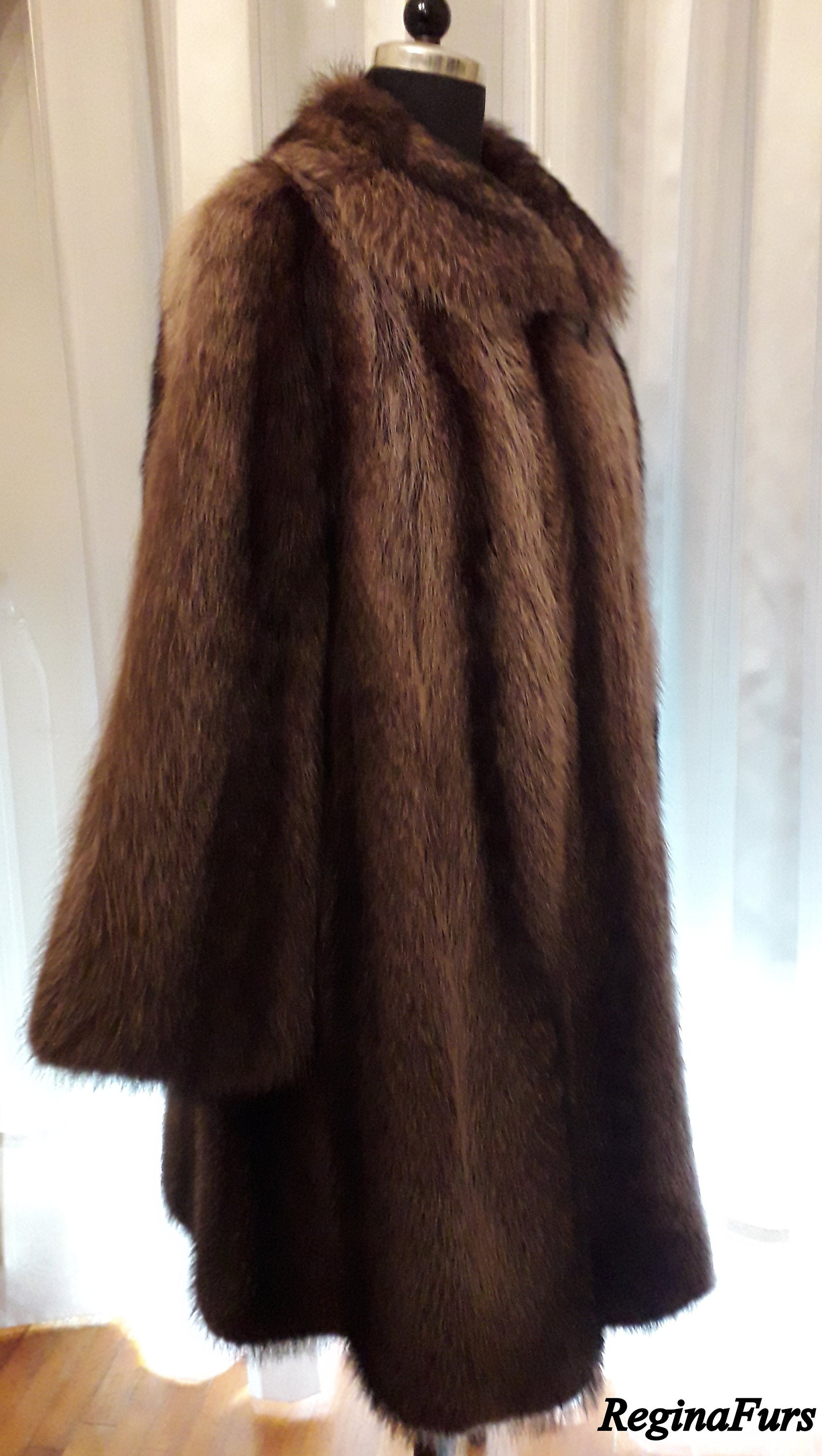 Real Fur/ Fur Coat/ Real Raccoon Fur Coat/ Brown Grey Raccoon - Etsy