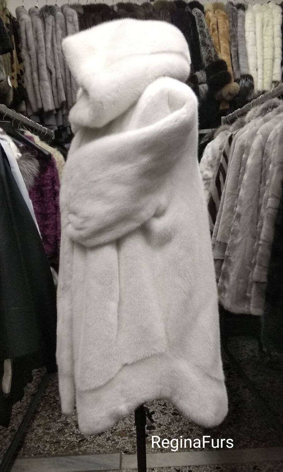 Real Fur/ Genuine Mink Fur Coat/ Real Hooded Mink Coat/ White Mink Coat Etsy
