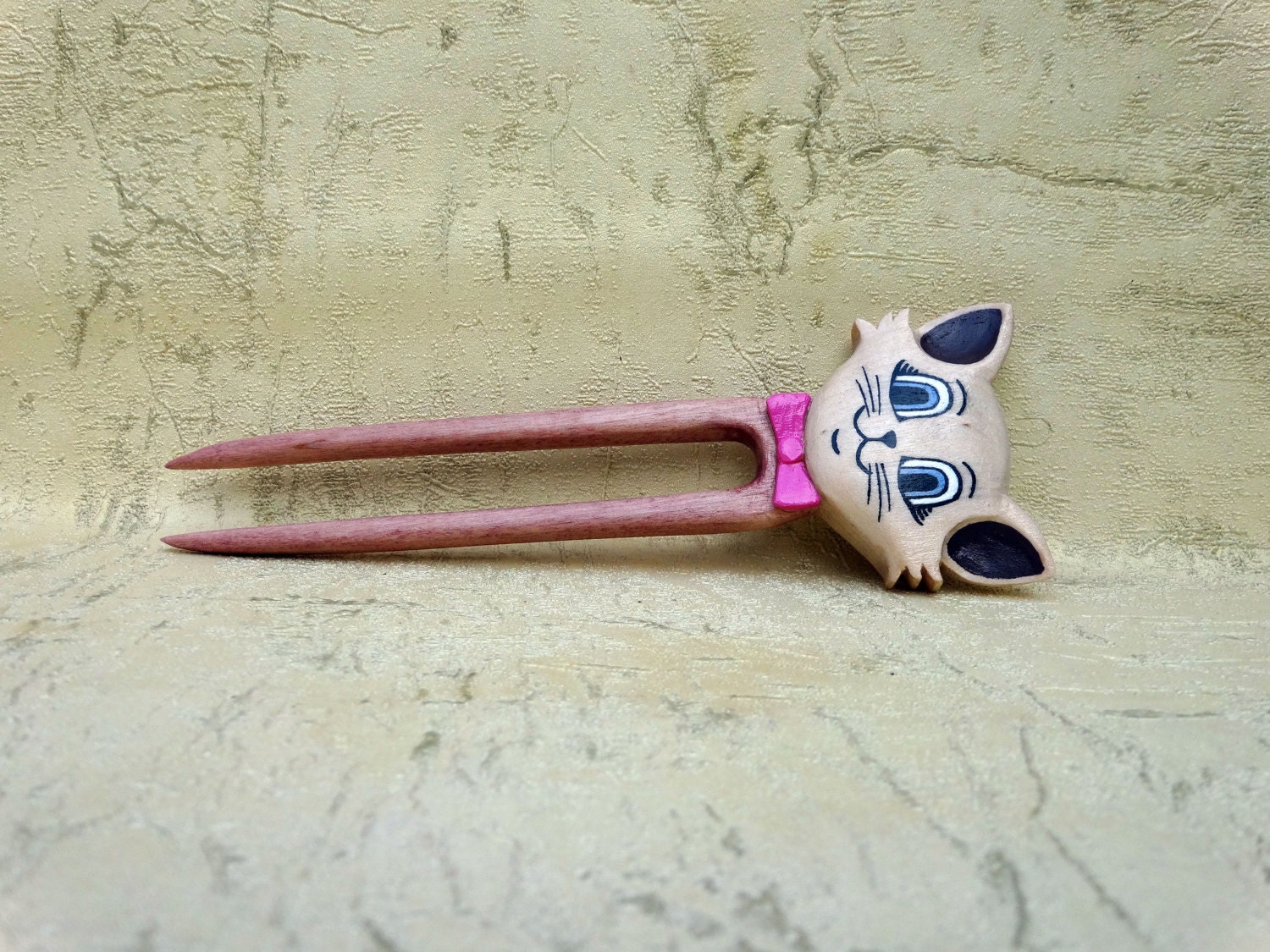 Hair fork Kitten Hair fork wood Hair | Etsy