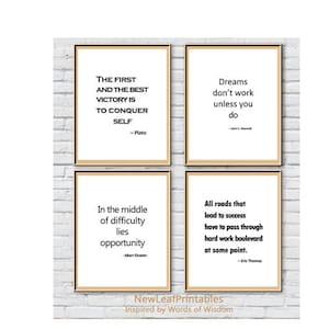 Conjunto de citas imprimibles, Albert Einstein, Eric Thomas, John C. Maxwell, Plato, impresión de arte de pared imprimible, descarga instantánea de arte imprimible, conjunto de 4 impresiones