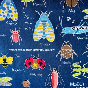 Tela de insectos - Insectos - Bichos - Escarabajo - Kobayashi - Tela japonesa - Tela de sarga de algodón - KTS-6336