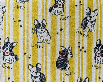Dog - Bulldog Fabric - Kokka - Japanese Canvas