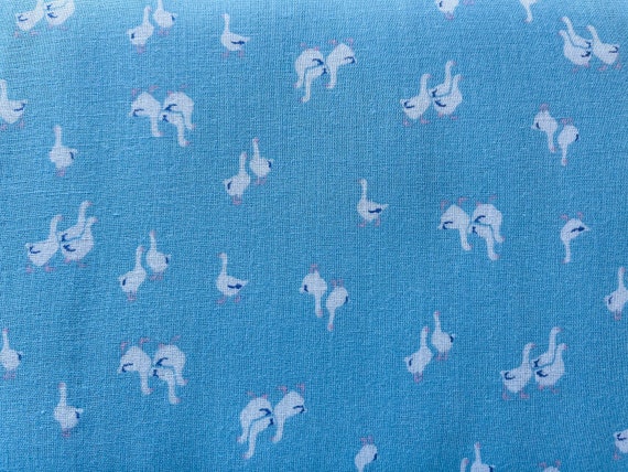 Goose Fabric Japanese Textile Hokkoh Double Gauze Cotton White Blue