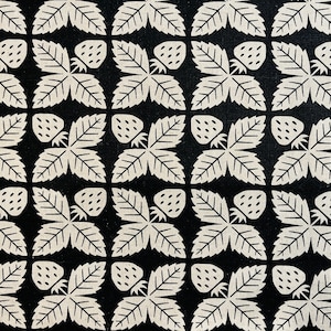 Along the Fields - Strawberry - Black Canvas - Loes Van Oosten - Cotton + Steel - LV300-BK4C