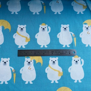 Bear - Polar Bear - Cotton Canvas Fabric - Japanese Fabric
