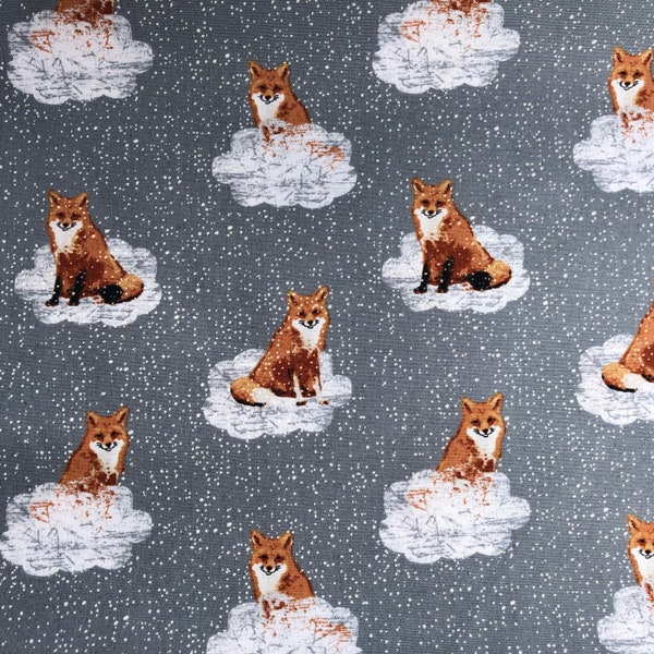 Foxnest Haze - Earthen - Katarina Roccella for Art Gallery Fabrics - Gray - Orange - White - Fox - quilting cotton fabric - EAR - 43956