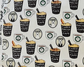 Kiyohara Eisbär Kaffee Stoff Japanischer Baumwoll-Twill-Stoff.