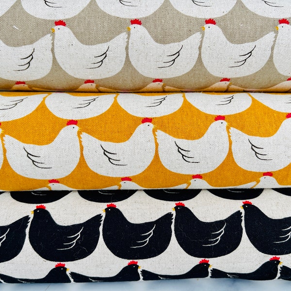 Chicken -  Chicken Fabric - Robert Kaufman - Japanese Fabric - Lightweight Canvas Fabric
