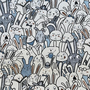 Rabbit - Rabbit Oxford Fabric - Westex - Japanese Fabric - Gray Black Blue - SK-7100