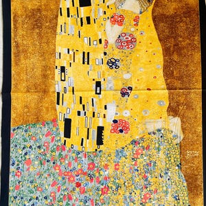 Gustav Klimt - Kissing - Gold - Robert Kaufman - Quilting Cotton Panel - SRKM-17178-133
