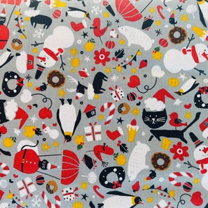 Waku Waku Christmas - Mixer - Gray Unbleached Fabric - Naocom - Cotton+ Steel - Quilting Cotton Fabric - NM202-GY3U