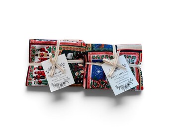 Świąteczne klasyki – zestaw ćwiartek materiału (13) – papier karabinowy, bawełna + stal – RP605P-FQB