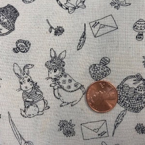Japanese Peter Rabbit Black and White Sheeting Cotton Fabric. - Etsy